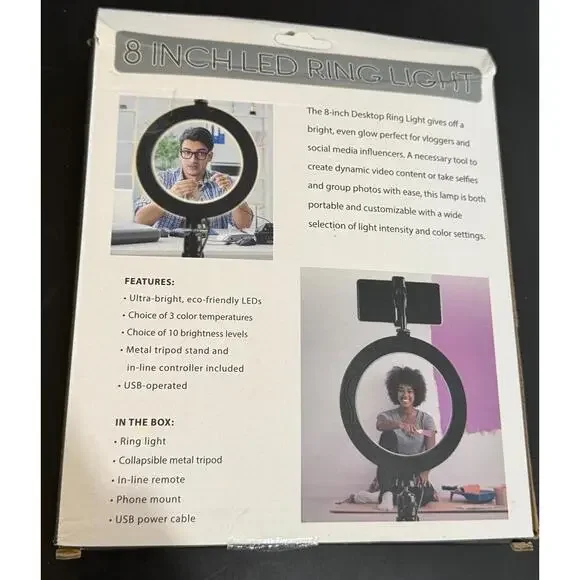 Brilliant Ideas Ring Light With Phone Holder U8 Inch Adjustable Dimmable USB Blu - Picture 3 of 4